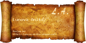 Lunova Anikó névjegykártya